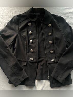 INC International Concepts Black Military Zip Up Blazer Jacket Pockets Womens M